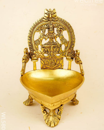 Brass Gajalakshmi Diya - 9 inch - WL5801 - Brass Diya