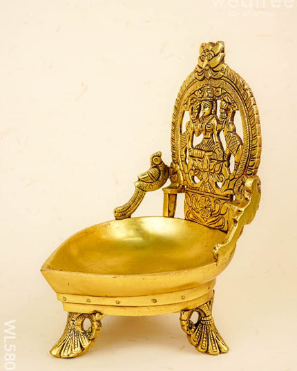 Brass Gajalakshmi Diya - 9 inch - WL5801 - Brass Diya
