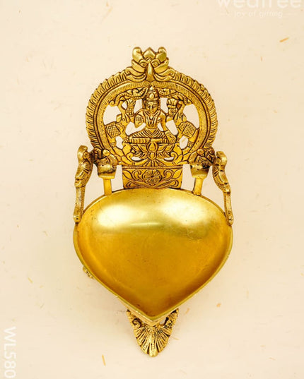 Brass Gajalakshmi Diya - 9 inch - WL5801 - Brass Diya