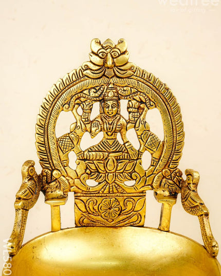 Brass Gajalakshmi Diya - 9 inch - WL5801 - Brass Diya