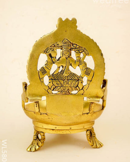 Brass Gajalakshmi Diya - 9 inch - WL5801 - Brass Diya