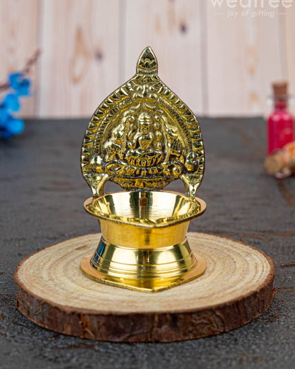 Brass Gajalakshmi Kamakshi Diya - WBG1441 - Brass Diya RG