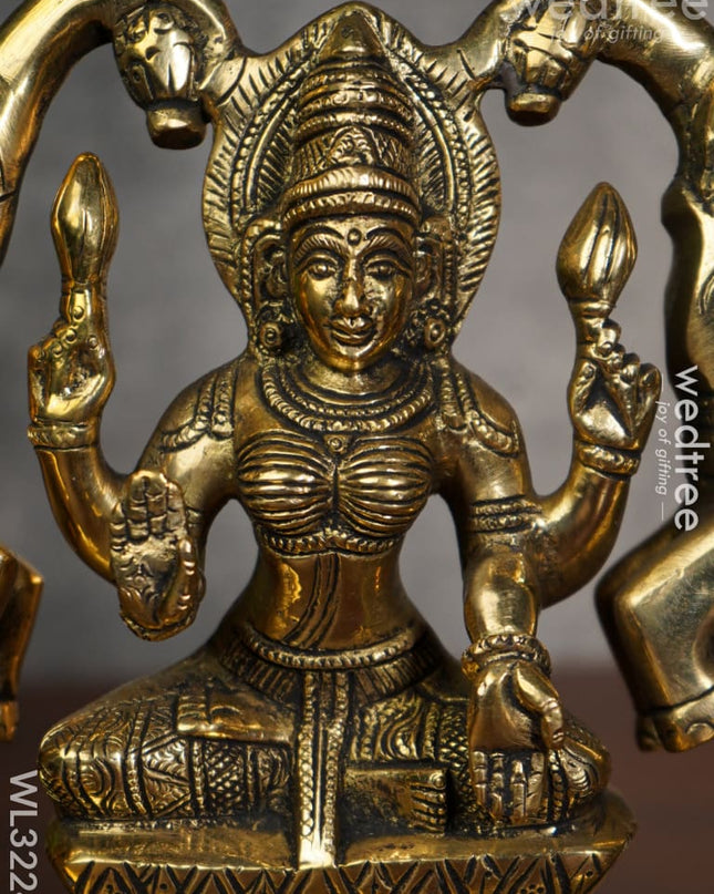 Brass Gajalakshmi With Elephant In Antique Finish - Wl3224 Figurines