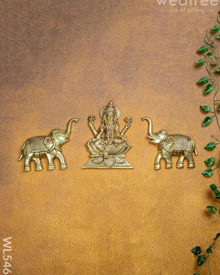 Brass Gajalakshmi with Elephant Wall Hanging - 10 inch - WL5464 - Brass Wall Hanging