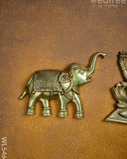 Brass Gajalakshmi with Elephant Wall Hanging - 10 inch - WL5464 - Brass Wall Hanging