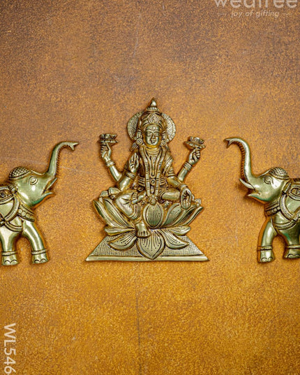 Brass Gajalakshmi with Elephant Wall Hanging - 10 inch - WL5464 - Brass Wall Hanging