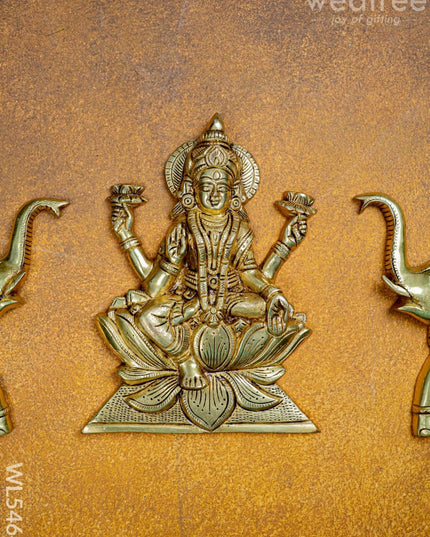 Brass Gajalakshmi with Elephant Wall Hanging - 10 inch - WL5464 - Brass Wall Hanging