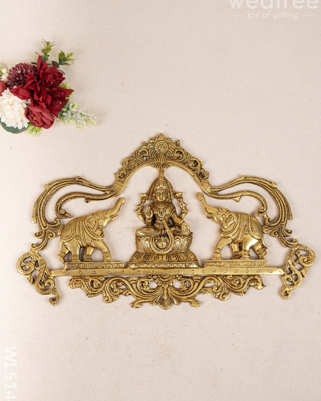 Brass Gajalakshmi with Elephant Wall Hanging - 11 inch - WL5144 Brass Wall Hanging