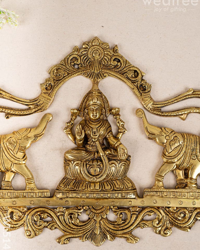 Brass Gajalakshmi with Elephant Wall Hanging - 11 inch - WL5144 Brass Wall Hanging