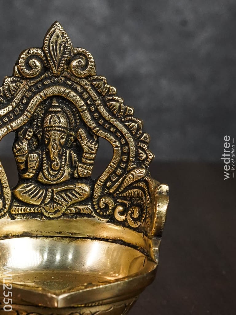 Brass Ganesh Diya With Round Base - Wl2550