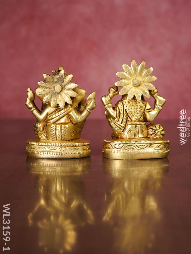 Brass Ganesh Lakshmi Idol - Set Of 2 Wl3159 Figurines