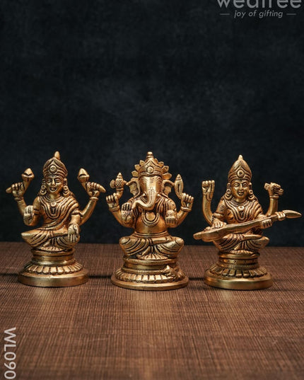 Brass Ganesh-Lakshmi-Saraswathi Idols - Wl0909 Figurines