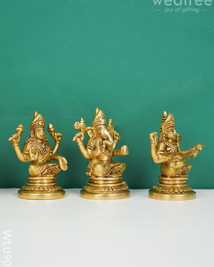 Brass Ganesh-Lakshmi-Saraswathi Idols - Wl0909 Figurines