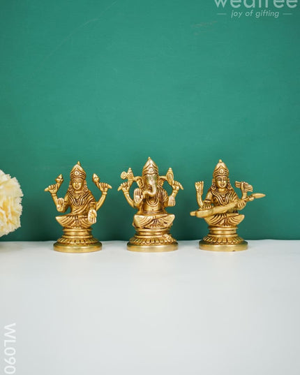 Brass Ganesh-Lakshmi-Saraswathi Idols - Wl0909 Figurines