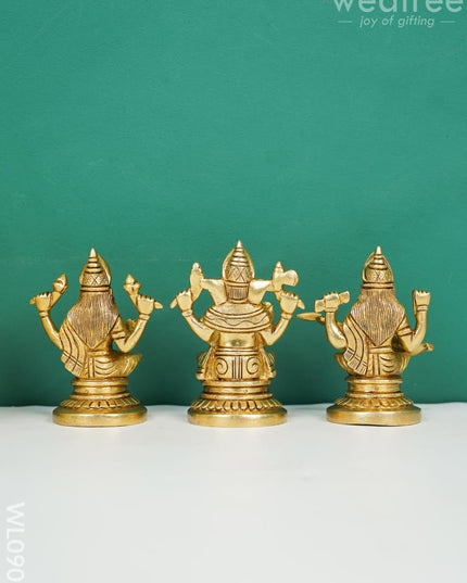 Brass Ganesh-Lakshmi-Saraswathi Idols - Wl0909 Figurines