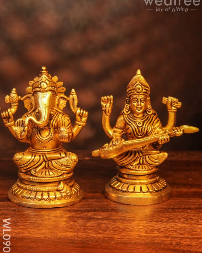 Brass Ganesh-Lakshmi-Saraswathi Idols - Wl0909 Figurines