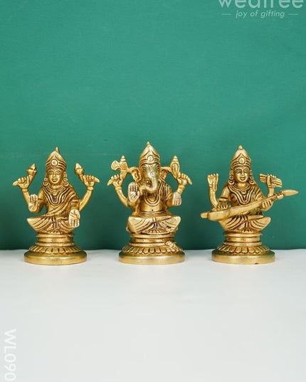 Brass Ganesh-Lakshmi-Saraswathi Idols - Wl0909 Figurines