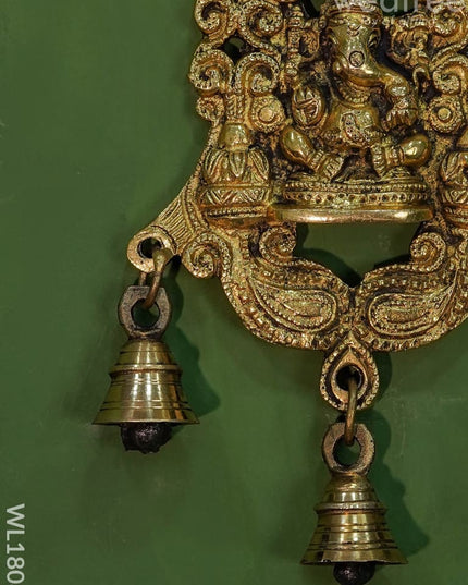 Brass Ganesh Wall Hanging With Bells (Black Antique Finish) - Wl1808 Figurines