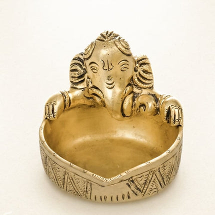 Brass Ganesha Diya - WL4508 - Brass Diya