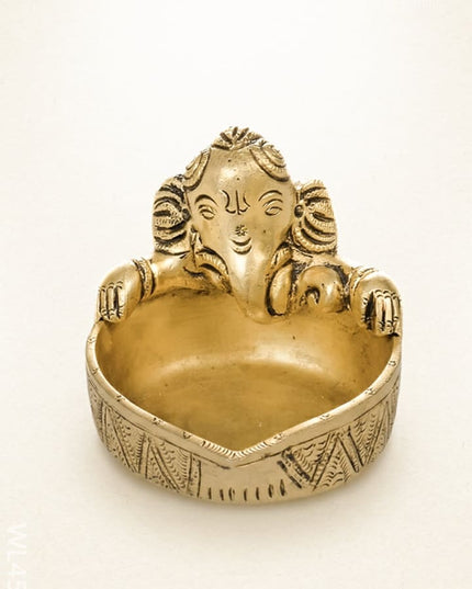 Brass Ganesha Diya - WL4508 - Brass Diya