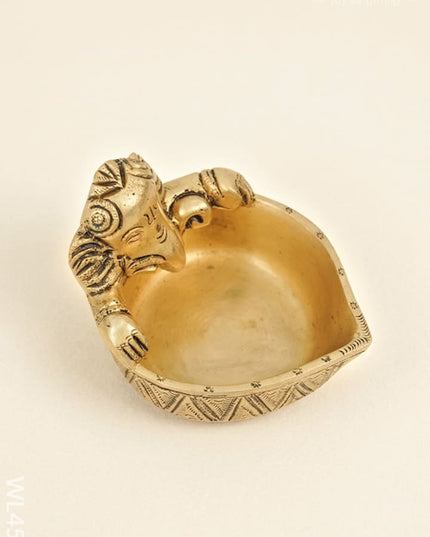 Brass Ganesha Diya - WL4508 - Brass Diya