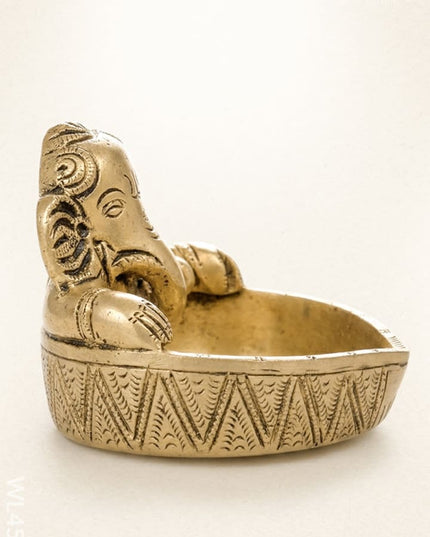Brass Ganesha Diya - WL4508 - Brass Diya