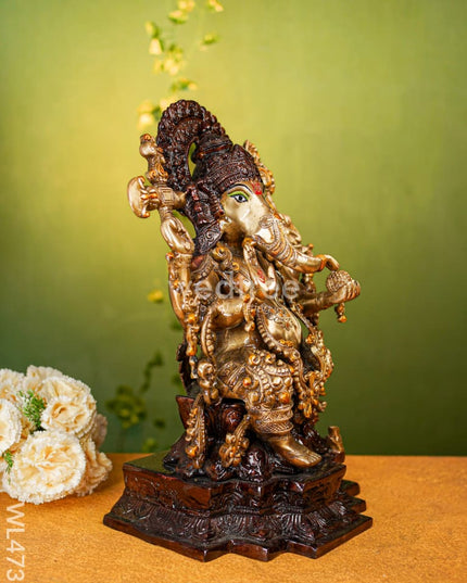 Brass Ganesha Idol - 17 Inch Wl4735 Figurines