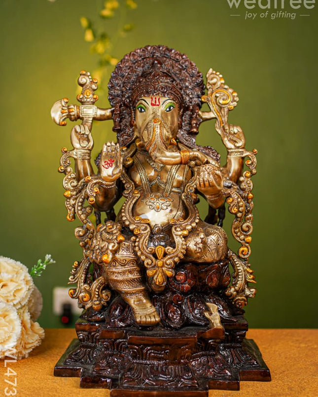 Brass Ganesha Idol - 17 Inch Wl4735 Figurines