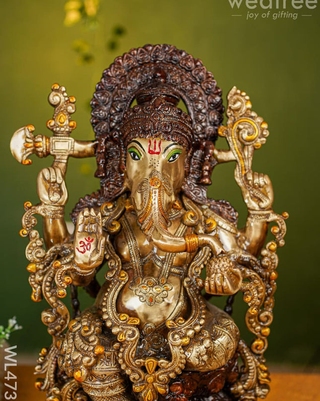 Brass Ganesha Idol - 17 Inch Wl4735 Figurines