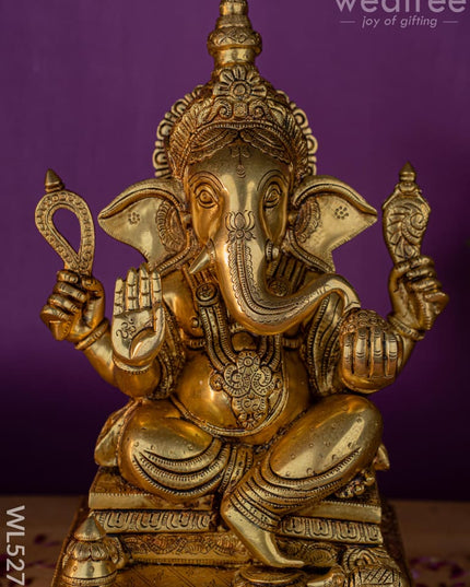 Brass Ganesha Idol - 17 inch - WL5275 - Brass Figurines