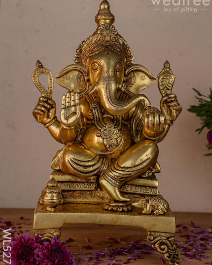 Brass Ganesha Idol - 17 inch - WL5275 - Brass Figurines
