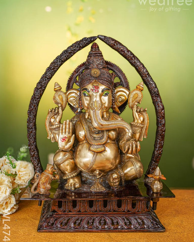 Brass Ganesha Idol - 21 Inch Wl4740 Figurines