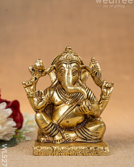 Brass Ganesha Idol - 3 inch - WL5271 - Brass Figurines