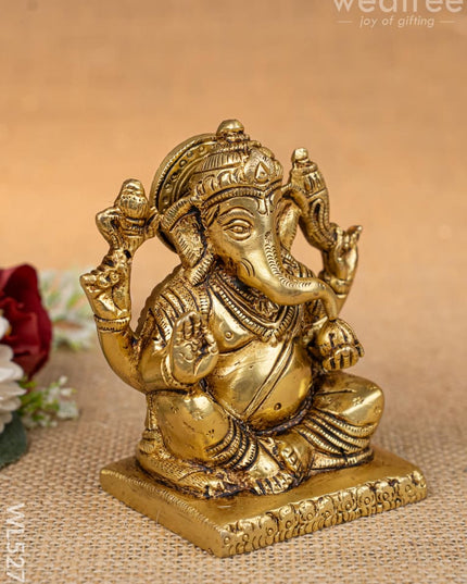 Brass Ganesha Idol - 3 inch - WL5271 - Brass Figurines