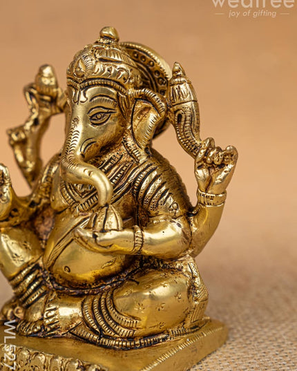 Brass Ganesha Idol - 3 inch - WL5271 - Brass Figurines