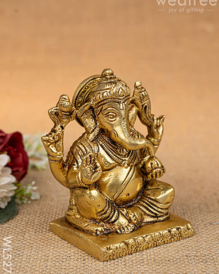 Brass Ganesha Idol - 3 inch - WL5271 - Brass Figurines