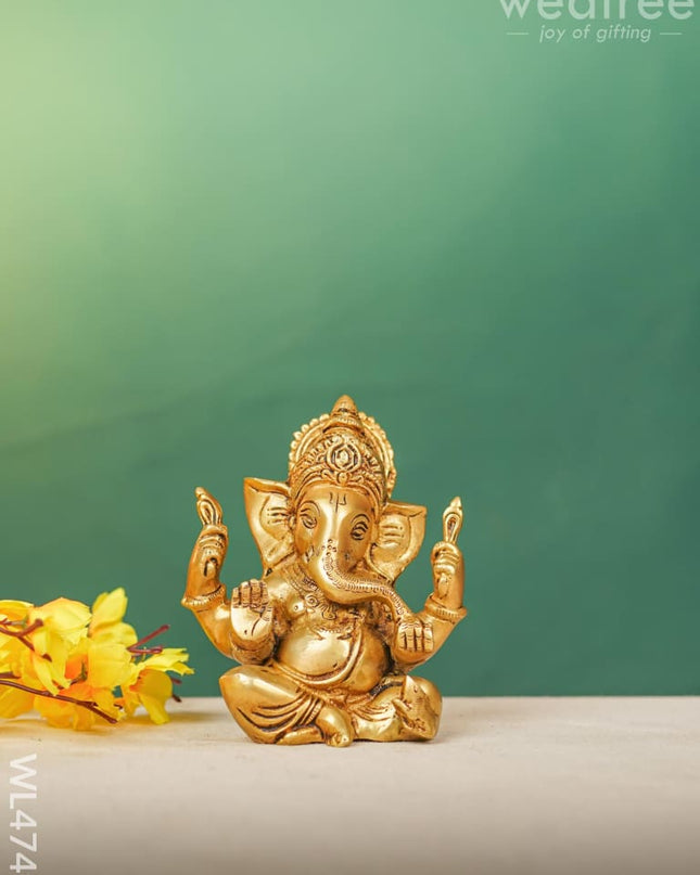 Brass Ganesha Idol - Wl4749 Figurines