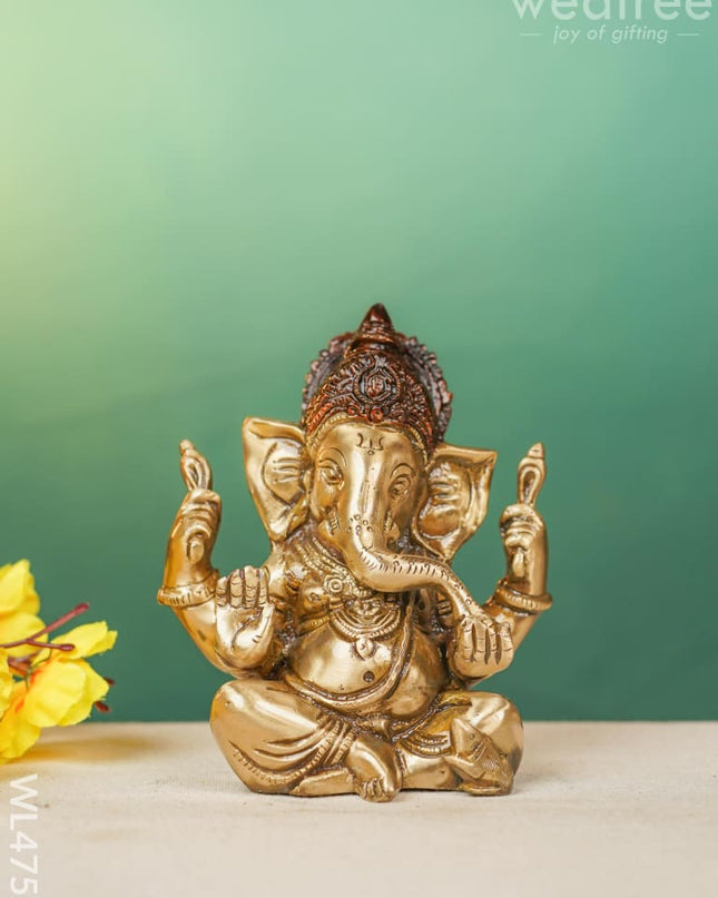 Brass Ganesha Idol - Wl4752 Figurines