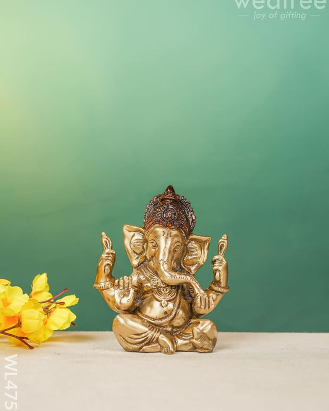 Brass Ganesha Idol - Wl4752 Figurines