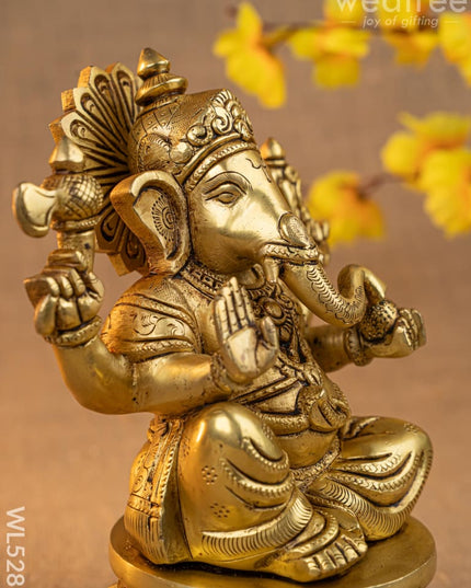 Brass Ganesha Idol - 7 inch - WL5285 - Brass Figurines