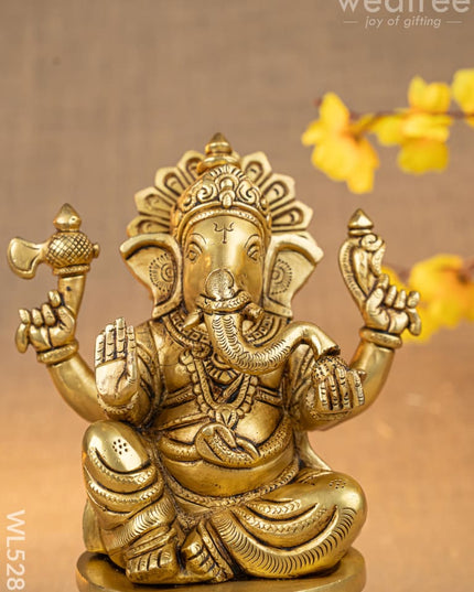 Brass Ganesha Idol - 7 inch - WL5285 - Brass Figurines
