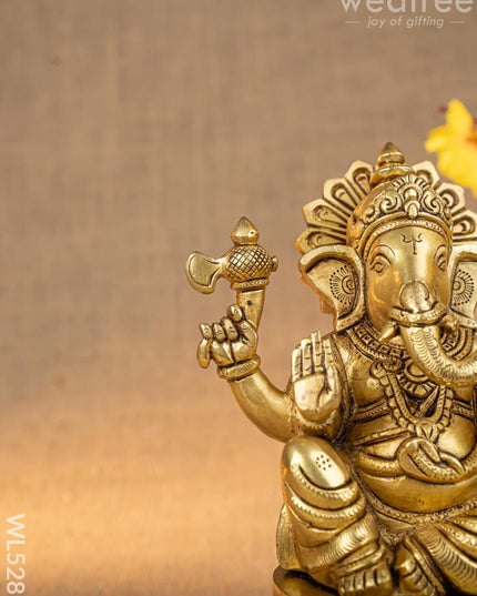 Brass Ganesha Idol - 7 inch - WL5285 - Brass Figurines