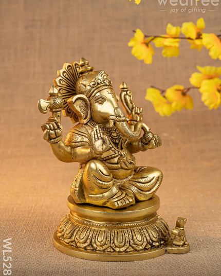 Brass Ganesha Idol - 7 inch - WL5285 - Brass Figurines