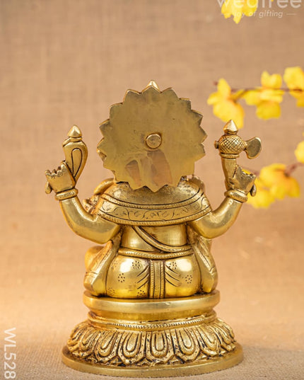 Brass Ganesha Idol - 7 inch - WL5285 - Brass Figurines