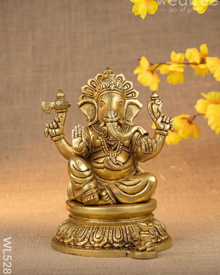 Brass Ganesha Idol - 7 inch - WL5285 - Brass Figurines