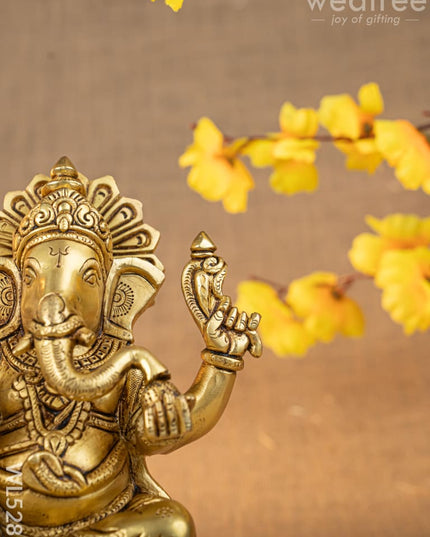 Brass Ganesha Idol - 7 inch - WL5285 - Brass Figurines