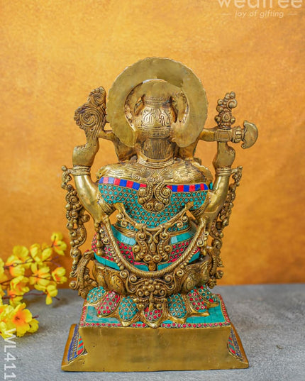 Brass Ganesha Idol With Stone Work - Wl4110 Figurines