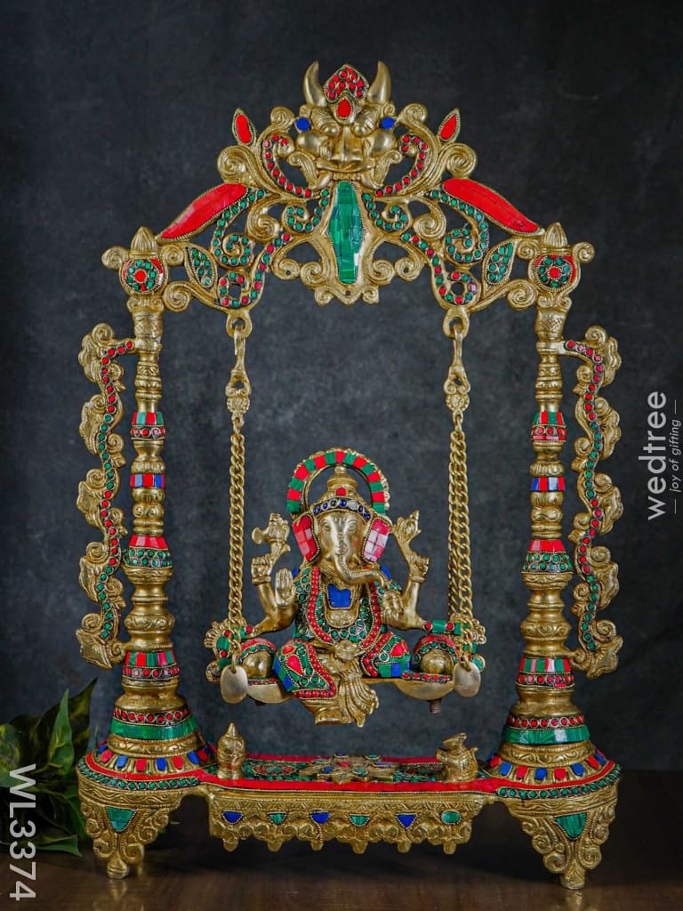 Brass Ganesha Jhoola With Kirtimukha Motif - Wl3374 Figurines