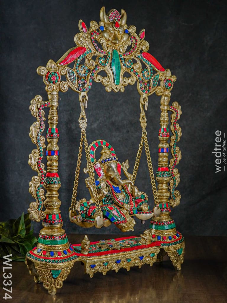 Brass Ganesha Jhoola With Kirtimukha Motif - Wl3374 Figurines