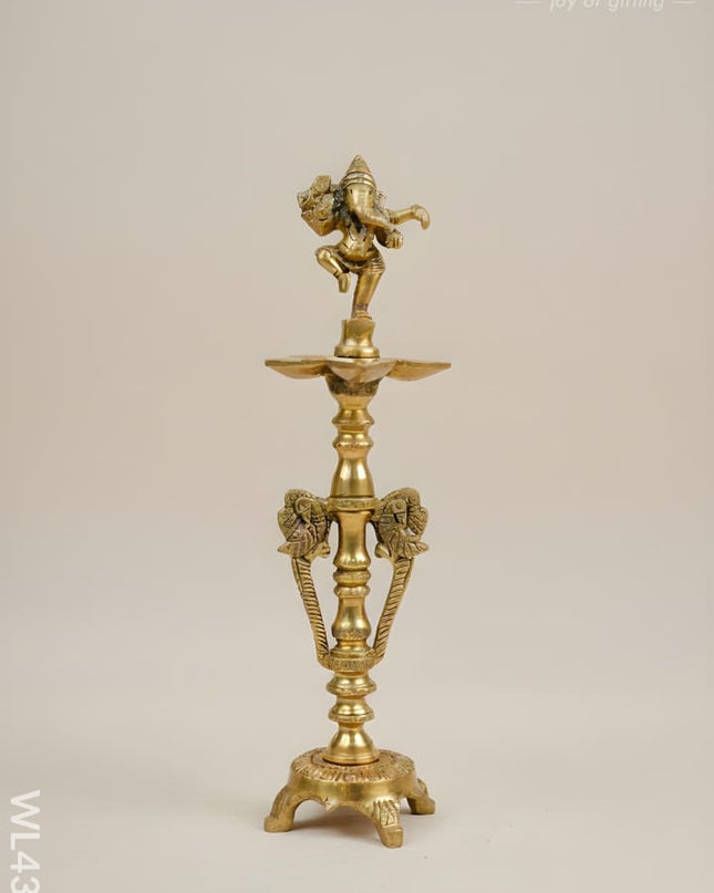 Brass Ganesha Kuthu Vilaku - WL4390 - Brass Diya